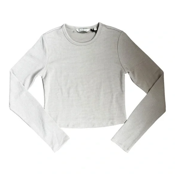 American Tall Cropped Long Sleeve Waffle Shirt for Tall Women DESERT ROSE Size S - Picture 7 of 13